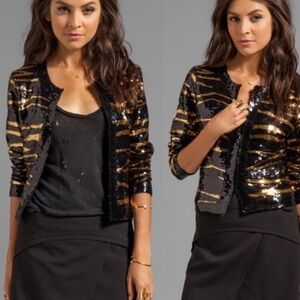 Lover + Friends Excusez Moi Sequin Jacket in Wildcat Sz XS